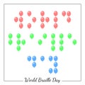 World Braille Day. Social event concept for blind people. Point Braille in the form of balloons