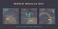 World Braille day template with the hand fingering braille design. Yellow social media post template design