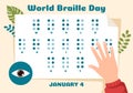 World Braille Day on 4th of January with Text by Alphabet for Means of Communication in Flat Cartoon Hand Drawn Illustration Royalty Free Stock Photo