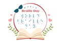 World Braille Day on 4th of January with Text by Alphabet for Means of Communication in Flat Cartoon Hand Drawn Illustration Royalty Free Stock Photo