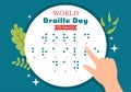 World Braille Day on 4th of January with Text by Alphabet for Means of Communication in Flat Cartoon Hand Drawn Illustration Royalty Free Stock Photo