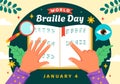 World Braille Day Vector Illustration on 4th of January with Text by Alphabet for Means of Communication in Flat Kids Cartoon