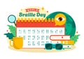 World Braille Day Vector Illustration on 4th of January with Text by Alphabet for Means of Communication in Flat Kids Cartoon