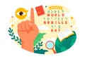 World Braille Day Vector Illustration on 4th of January with Text by Alphabet for Means of Communication in Flat Kids Cartoon