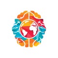 World brain vector logo template. Smart world logo symbol design. Royalty Free Stock Photo