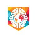 World brain vector logo template. Smart world logo symbol design. Royalty Free Stock Photo