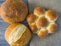 Natural bread bakery pictures, turkey bread types, shaped breads,Loaf bread varieties, different types of bread on wooden floor Royalty Free Stock Photo