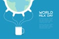 World Breast cow with milk in cup, World Milk Day concept flat design illustration