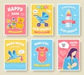 World breastfeeding week cards set. kids elements of flyear, magazines, posters, book cover, banners. Devices infographic concept Royalty Free Stock Photo