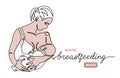 World Breastfeeding Week vector illustration with mother and baby. Minimal background, banner, poster, illustration with