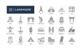 World building famous landmark for tourism travel vacation detailed thin line outline icon set. simple vector illustration Royalty Free Stock Photo