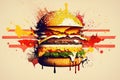 World burger Day Happy burger Day concept. Burger isolated exploding illustration generative ai