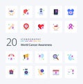 20 World Cancer Awareness Flat Color icon Pack like blood search balloons infection world