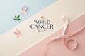 World Cancer Day Awareness Ribbon Display Royalty Free Stock Photo
