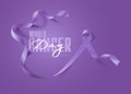 World Cancer Day. Calligraphy Poster Design. Realistic Lavender Ribbon. February 4 th is Cancer Awareness Day. Vector