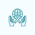 World Cancer Day 2 colored line icon. Simple colored element illustration. World Cancer Day outline symbol design from canser set Royalty Free Stock Photo