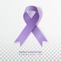 World Cancer Day concept. Lavender Ribbon. Vector Illustration.