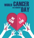 World cancer day concept. World cancer day banner, We can I can. Vector illustration