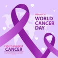 world cancer day, Creative greeting card, ribbon banner, template