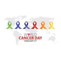 world cancer day, Creative greeting card, ribbon banner, template