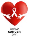 World Cancer Day , 3d heart vector illustration