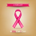 World Cancer Day 4 February, pink ribbo