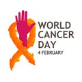 World cancer day 4 february text with ribbon tree. Vector illustration concept for world cancer day