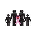 World cancer day icon and logo with grunge ribbon human family shape