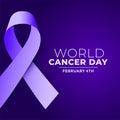 World cancer day purple realistic ribbon concept design