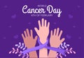 World Cancer Day with Ribbon Flat Vector Illustration. Inform the Public About Disease Awareness on February 4th Through Campaign