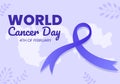 World Cancer Day with Ribbon Flat Vector Illustration. Inform the Public About Disease Awareness on February 4th Through Campaign