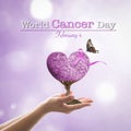 World cancer day  4th  February with lavender ribbon awareness on heart tree Royalty Free Stock Photo