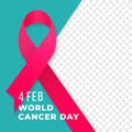 World Cancer Day twibbon template vector illustration design with transparent photo space for social media solidarity campaign