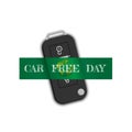 World car free day sticker on remote car key background vector design isolated  on white background Royalty Free Stock Photo