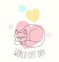 World Cat Day Postcard Royalty Free Stock Photo