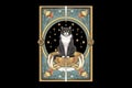The world Cat Tarot card illustration generative ai