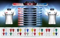 2018 World championship football cup group set, Soccer jersey mock-up and scoreboard match vs strategy broadcast graphic template, Royalty Free Stock Photo