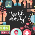 World charity and social help vector poster