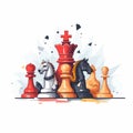 World Chess Day. International Chess Day. July 20. Side view. Closeup. White background. Focus on the back figures. Ai generated