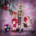 World of child. Wooden toys in Christmas ambiance. Royalty Free Stock Photo