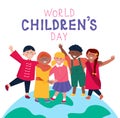 World Children day poster with international kids