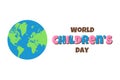 World childrens day. Happy International Holiday concept. Temlate for banner, card, poster with Earth and lettering Royalty Free Stock Photo