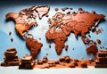 World chocolate day with world map, Flat world chocolate day vector illustration Royalty Free Stock Photo
