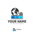 World Cinema logo vector template, Creative Film Strip Cinema logo design concepts Royalty Free Stock Photo