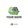 World Cinema logo vector template, Creative Film Strip Cinema logo design concepts Royalty Free Stock Photo