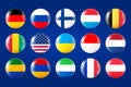 World circular flags collection. Glass light ball with flag. Round sphere, template icon. National symbols set. Glossy Royalty Free Stock Photo