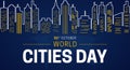 World Cities Day Background Illustration with Night Cityscape