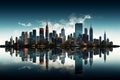 World City Day, Urban panorama mirrors in serene waterscape Royalty Free Stock Photo