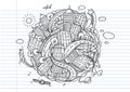 World city doodles elements , Hand drawn Icons set