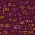 World city names vector pattern